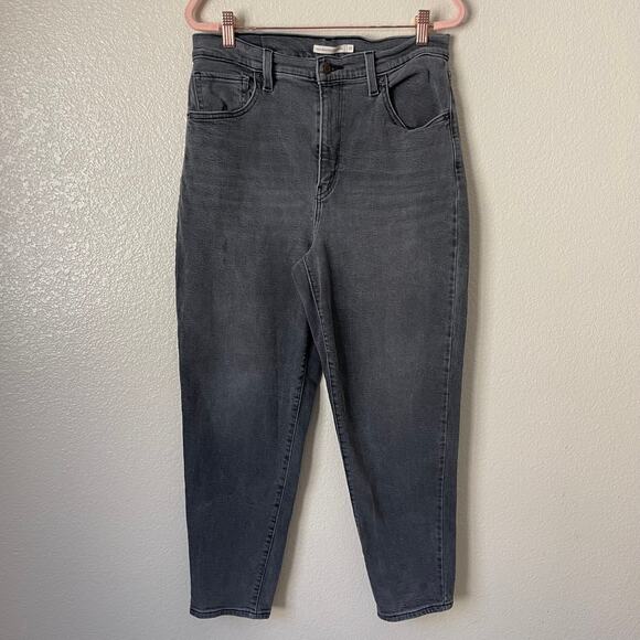 Levis Jeans Womens Size 31 Gray High Waisted Mom Denim Cropped Tapered Grunge - Picture 4 of 13